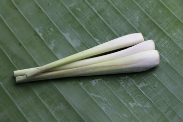 Lemongrass on banana leaf