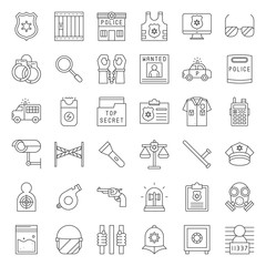 Police related icon set, outline vector