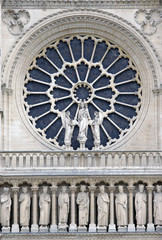 details of Notre Dame cathedral in Paris, France
