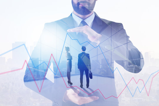 Meeting, teamwork and finance concept