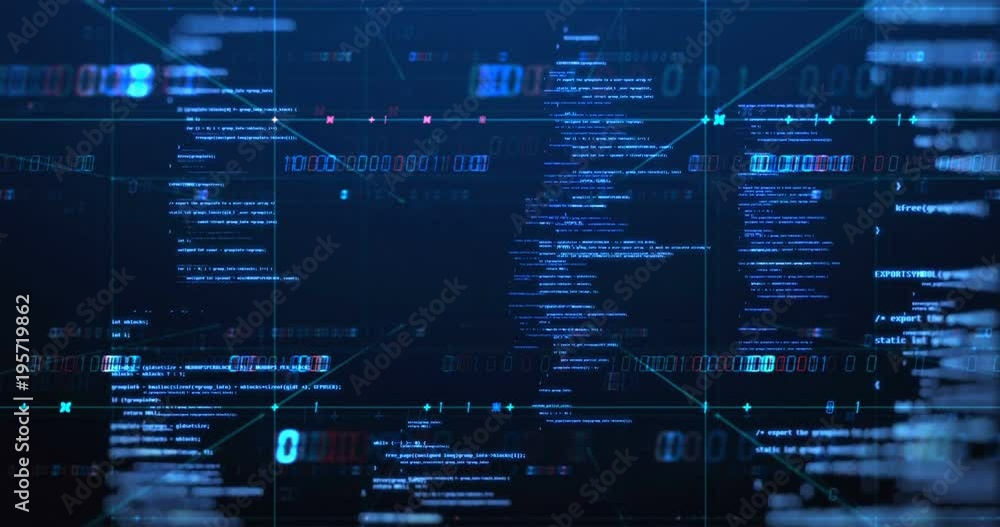 Poster digital grid and number in virtual space ,represent data connections and global network concept,4k s