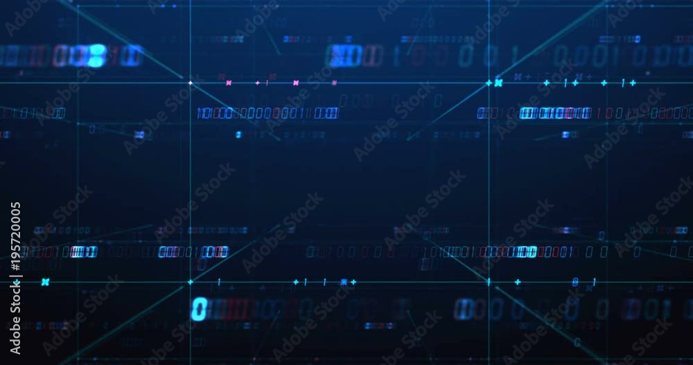 Poster digital grid and number in virtual space ,represent data connections and global network concept,4k s