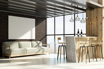 Stylish loft interior with poster