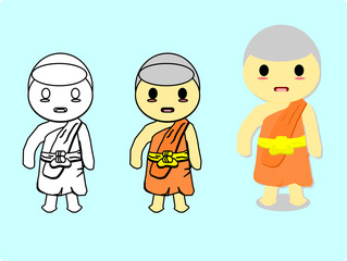 monk cartoon style vector