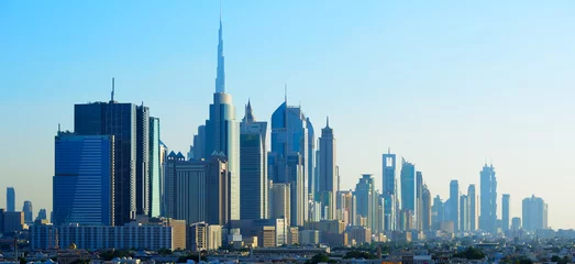 Foto op Canvas Panoramic view of skyscrapers of Dubai World Trade center © Alexmar