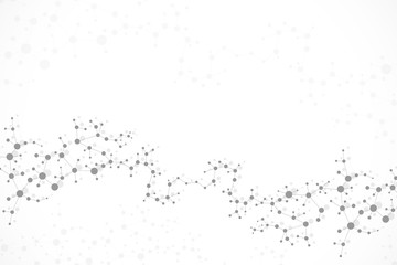 Structure molecule and communication. Dna, atom, neurons. Scientific concept for your design. Connected lines with dots. Medical, technology, chemistry, science background. illustration.