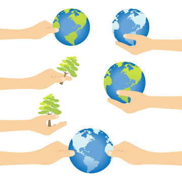 Hand Save the World and Environment Vector