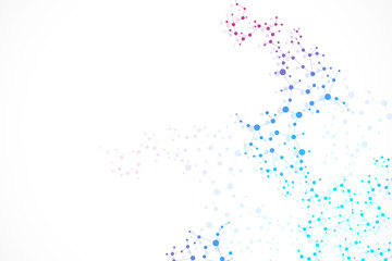 Structure molecule and communication. Dna, atom, neurons. Scientific concept for your design. Connected lines with dots. Medical, technology, chemistry, science background. illustration.