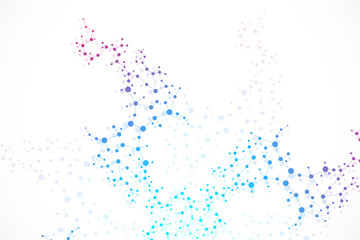 Structure molecule and communication. Dna, atom, neurons. Scientific concept for your design. Connected lines with dots. Medical, technology, chemistry, science background. illustration.