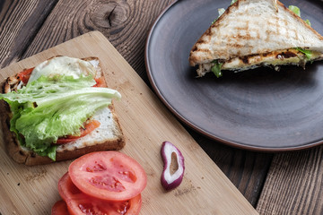 Sandwiches on plates.