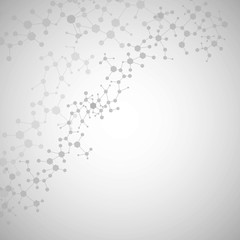 Structure molecule and communication. Dna, atom, neurons. Scientific concept for your design. Connected lines with dots. Medical, technology, chemistry, science background. illustration.