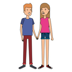 young couple avatars characters vector illustration design