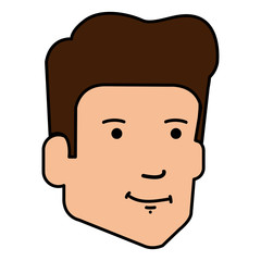 young man head avatar character vector illustration design