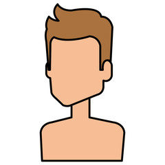 young man shirtless avatar character vector illustration design