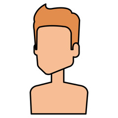 young man shirtless avatar character vector illustration design
