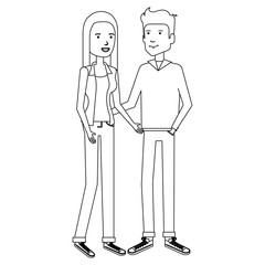 young couple avatars characters vector illustration design