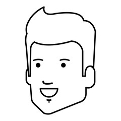 young man head avatar character vector illustration design