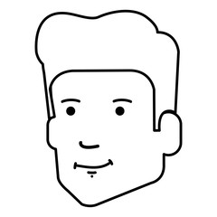 young man head avatar character vector illustration design