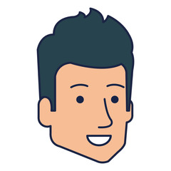young man head avatar character vector illustration design