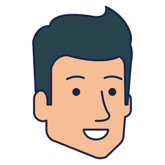 young man head avatar character vector illustration design