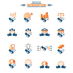 Fototapeta premium Business partnership and collaboration icons set