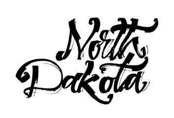 North Dakota. Modern Calligraphy Hand Lettering for Serigraphy Print