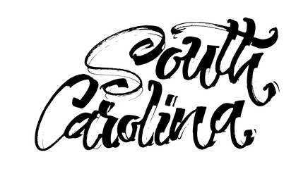 South Carolina. Modern Calligraphy Hand Lettering for Serigraphy Print
