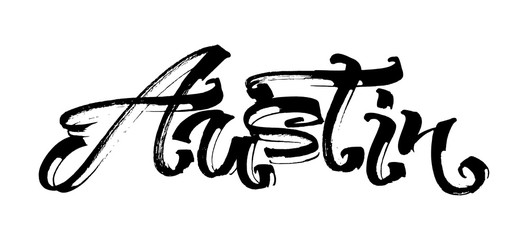 Austin. Modern Calligraphy Hand Lettering for Serigraphy Print
