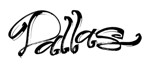 Dallas. Modern Calligraphy Hand Lettering for Serigraphy Print