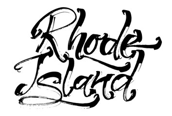 Rhode Island. Modern Calligraphy Hand Lettering for Serigraphy Print