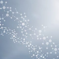 Structure molecule and communication. Dna, atom, neurons. Scientific concept for your design. Connected lines with dots. Medical, technology, chemistry, science background. illustration.