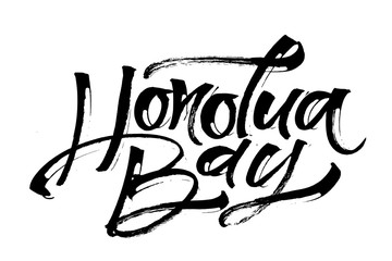 Honolua Bay. Modern Calligraphy Hand Lettering for Serigraphy Print