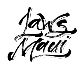 Jaws Maui. Modern Calligraphy Hand Lettering for Serigraphy Print
