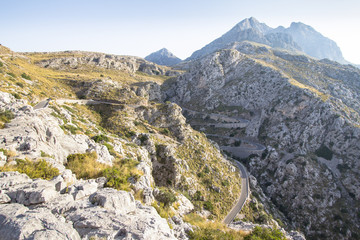Winding road in mountains on Mallorca, Spain