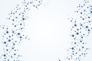 Structure molecule and communication. Dna, atom, neurons. Scientific concept for your design. Connected lines with dots. Medical, technology, chemistry, science background. illustration.