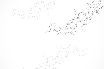 Structure molecule and communication. Dna, atom, neurons. Scientific concept for your design. Connected lines with dots. Medical, technology, chemistry, science background. illustration.