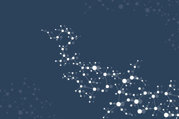 Structure molecule and communication. Dna, atom, neurons. Scientific concept for your design. Connected lines with dots. Medical, technology, chemistry, science background. illustration.