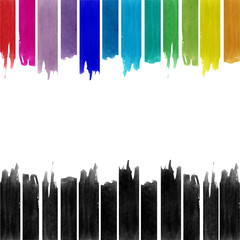 Rainbow colors and black hand-drawn stripes. Art painted frame.