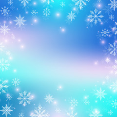 Christmas and Happy New Years background with snowflakes, illustration, raster image.