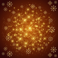 Christmas and Happy New Years background with snowflakes, illustration.