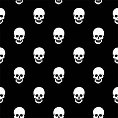 Skulls Seamless Pattern - Illustration Dead, Halloween, Head, Human Face, Human Head