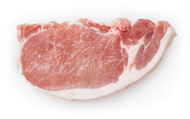 Raw pork meat isolated on white background with clipping path