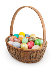 Easter basket isolated on white background with clipping path
