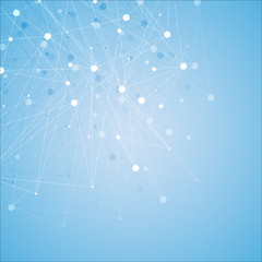 Structure molecule and communication. Dna, atom, neurons. Scientific concept for your design. Connected lines with dots. Medical, technology, chemistry, science background. illustration.