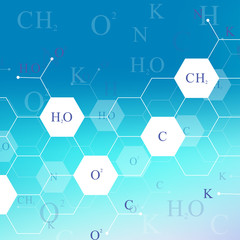 Scientific hexagonal chemistry pattern. Structure molecule DNA research as concept. Science and technology background communication. Medical scientific backdrop for your design, Illustration.