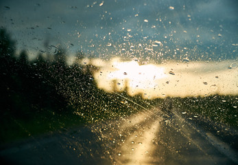 Raindrops on the car window