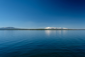 Yellowstone Lake with mountains landscape