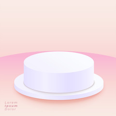 round podium on soft pink background