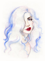 beautiful woman. fashion illustration. watercolor painting