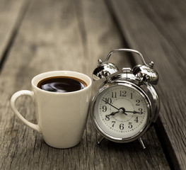 Retro Clock with cup of coffee